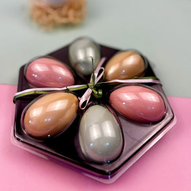 Caja para huevos de Pascua 6 cavidades 50g marrón/transparente (paquete de 5)